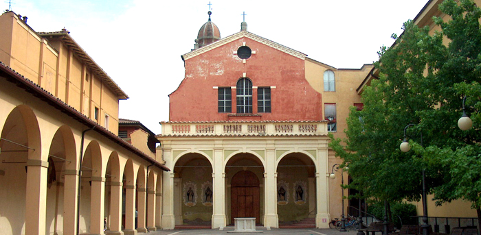 The church overlooking Piazza Antonio da Budrio 