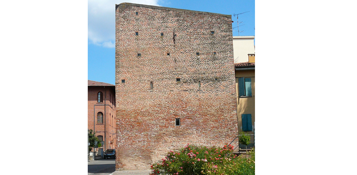 A view of the North Western tower in Via Donati called the "Hemp" tower