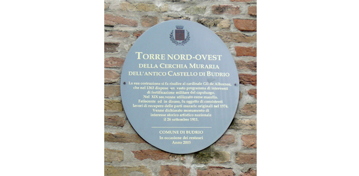 A plaque on the history of the tower